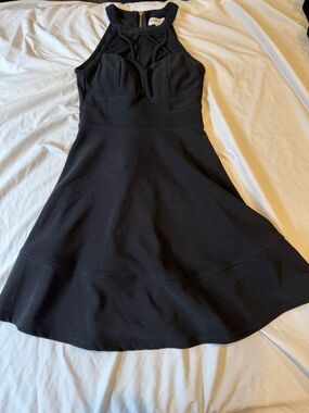 Emerald Sundae Black Halter Fit-and-Flare Mini Dress